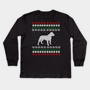 Pitbull Ugly Christmas Sweater Gift Kids Long Sleeve T-Shirt